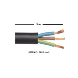 Câble électrique 3G 1.5mm² h07rn-f L.5m, noir