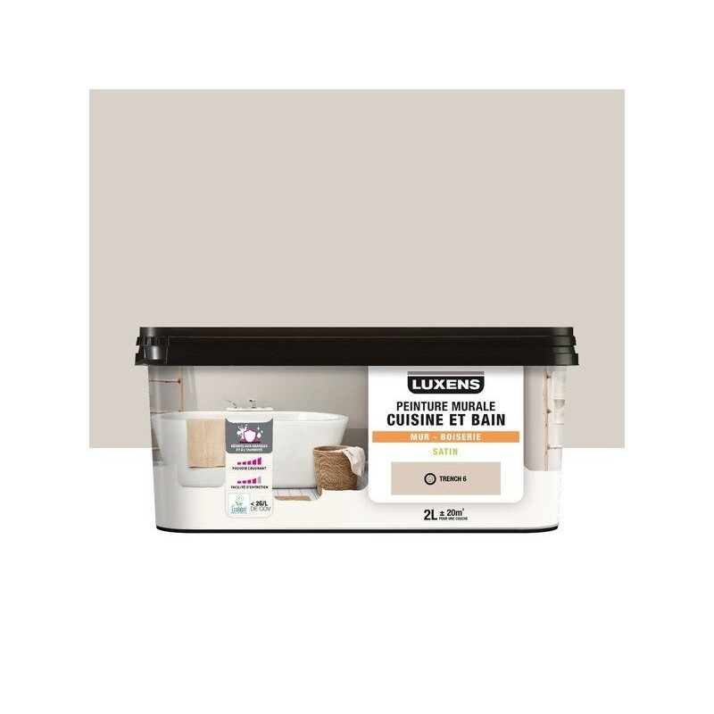 Peinture mur trench 6 satin LUXENS cuisine et bain 2 litres