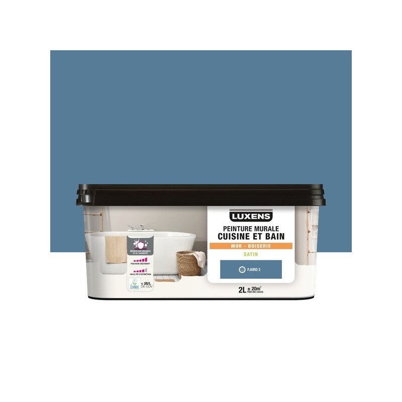 Peinture mur fjord 2 satin LUXENS cuisine et bain 2 litres