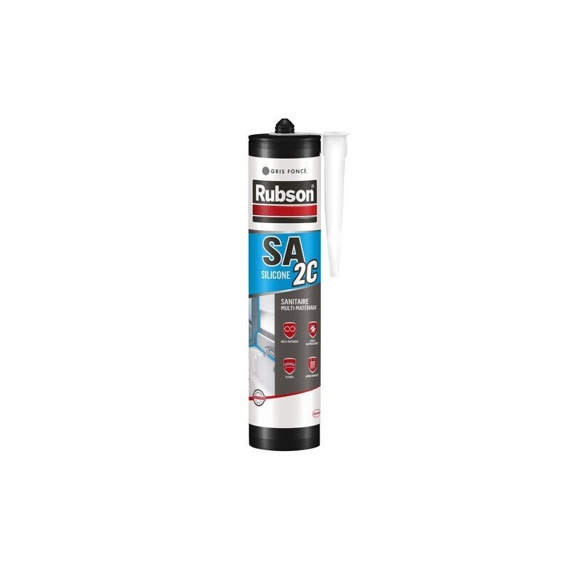 Mastic sanitaire silicone acetique RUBSON gris foncé cartouche 280ml