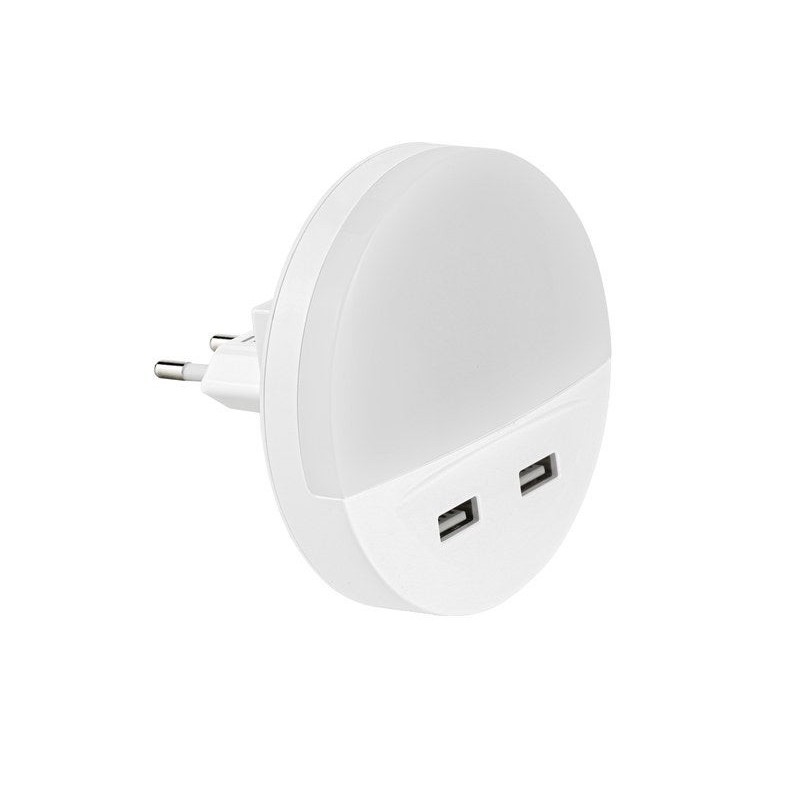 Veilleuse led sur prise avec 2 prises USB Tirpi, INSPIRE, 230 V