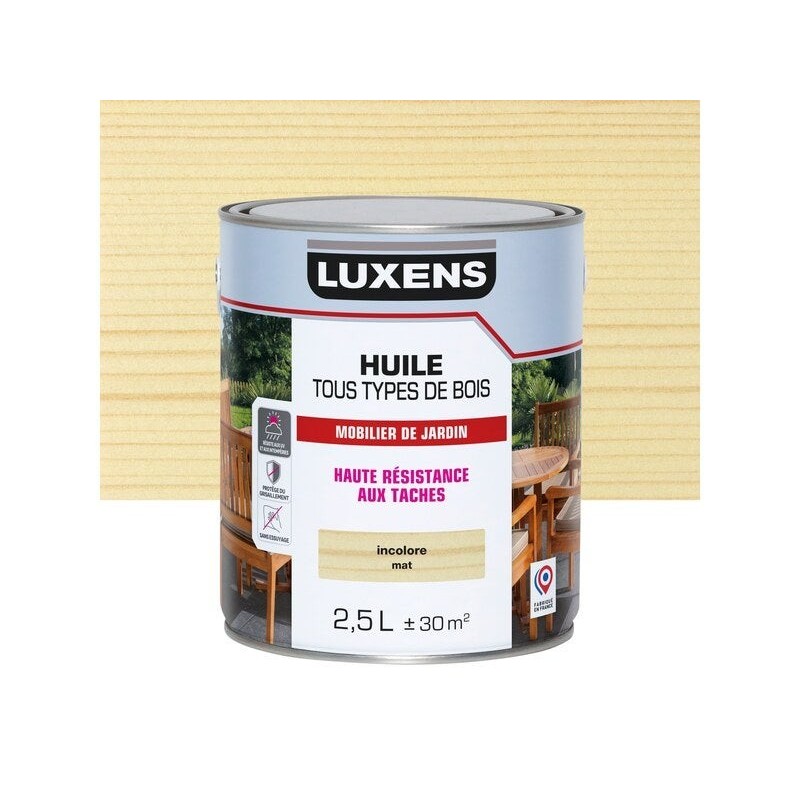 Huile pour bois extérieur LUXENS incolore mat 2.5 l