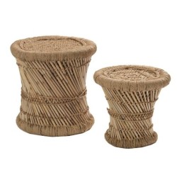 Set de deux tabourets en bambou