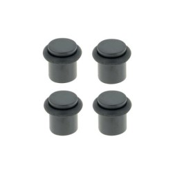 Lot de 4 butées de porte à visser CHRISLIGNE Bu268lx4/101e aluminium noir Diam.2 x H.2.5 cm