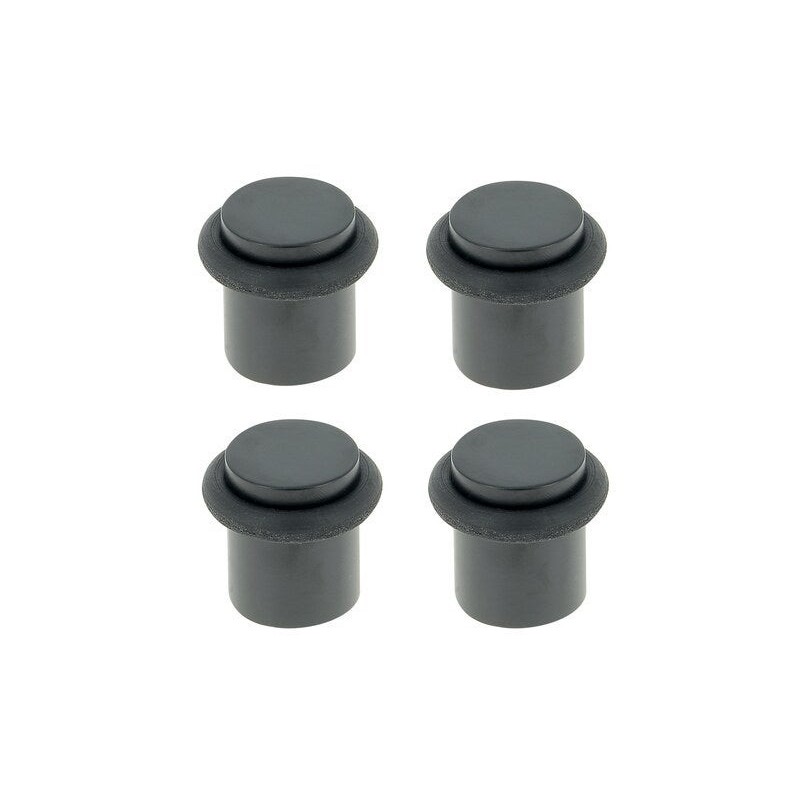 Lot de 4 butées de porte à visser CHRISLIGNE Bu268lx4/101e aluminium noir Diam.2 x H.2.5 cm