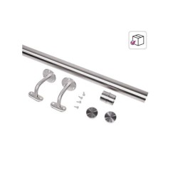 Main courante en Inox gris 2m + 2 supports muraux, Noxi ARTENS, en kit