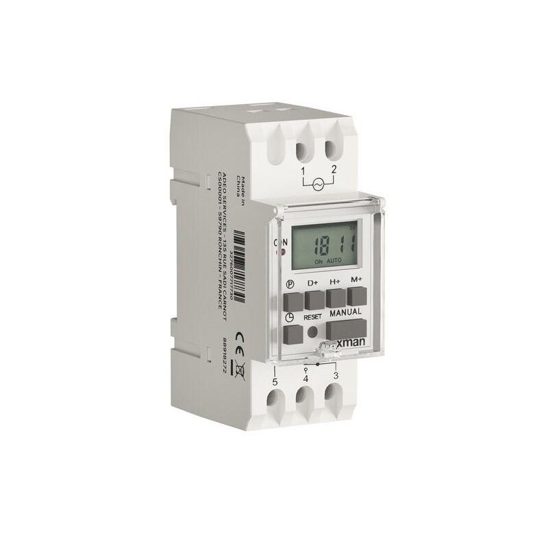 Interrupteur horaire digital, 1 module monophasé LEXMAN, 16 A 250 V