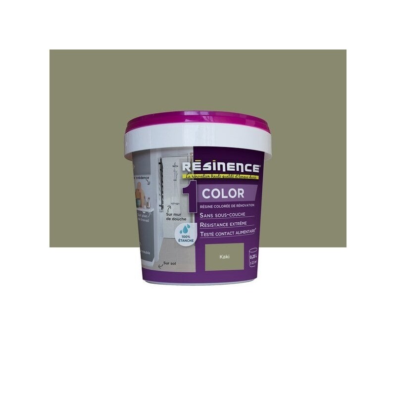 Peinture carrelage kaki satin RESINENCE Color 0.25l