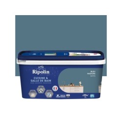 Peinture mur, RIPOLIN cuisine et bain, 2 litres, bleu madura satin