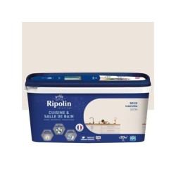 Peinture mur, RIPOLIN cuisine et bain, 2 litres, beige makuria satin