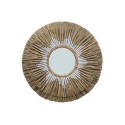 Miroir SOLEIA rond diam.70cm rotin naturel blanc INSPIRE