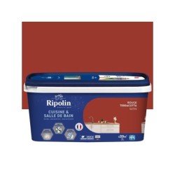 Peinture mur, RIPOLIN cuisine et bain, 2 litres, rouge terracotta satin