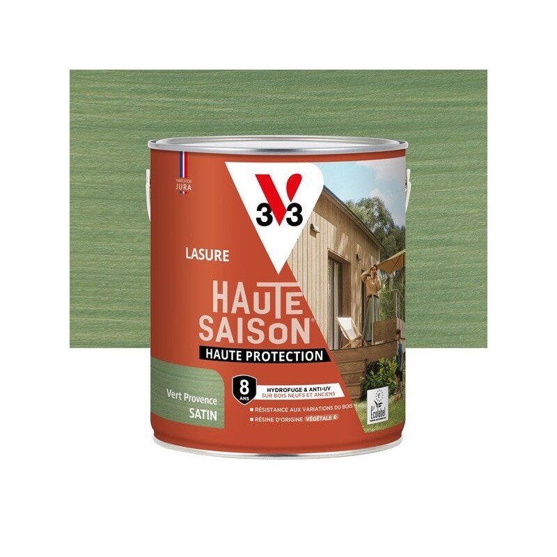 Lasure V33 Haute saison 8 ans vert provence satiné 2.5 l