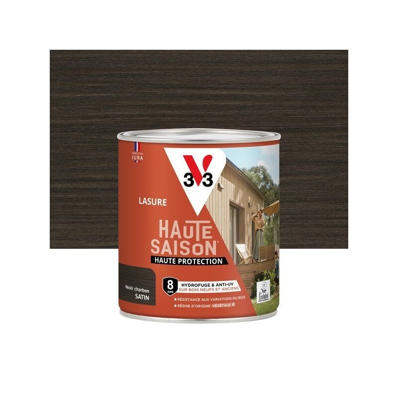 Lasure V33 Haute protection 8 ans noir charbon satiné 0.75 l