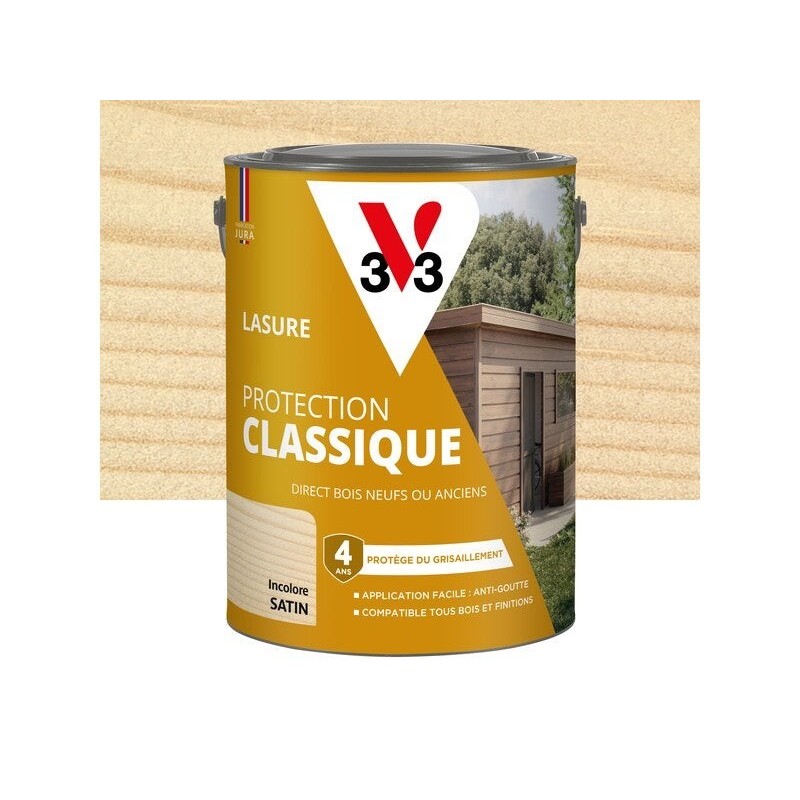 Lasure V33 Protection classique 4 ans incolore satiné 5 l