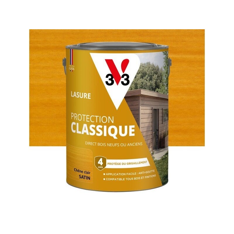 Lasure V33 Protection classique 4 ans chêne clair satiné 5 l