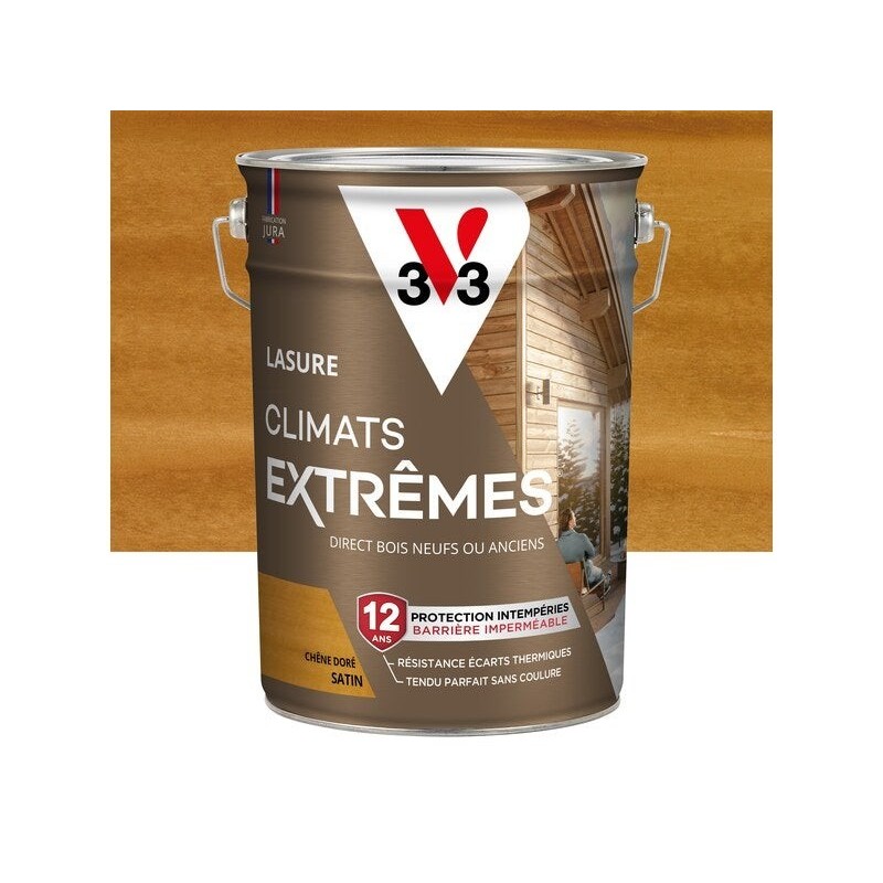 Lasure V33 Climats extrêmes 12 ans chêne doré satiné 5 l