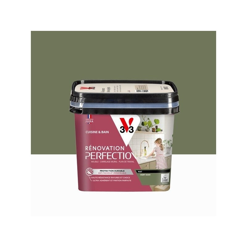 Peinture meuble, V33 Rénovation cuisine et bain, 0.75l, vert kaki mat