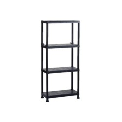 Etagère plastique noir sans, 4 tablettes l.60xH.135xP.30