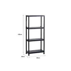 Etagère plastique noir sans, 4 tablettes l.60xH.135xP.30