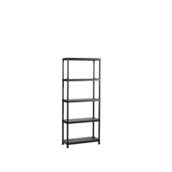 Etagère plastique SPACEO, 5 tablettes, noir, l.75 x H.176 x P.32 cm