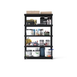 Etagère en plastique à 5 tablettes, SPACEO, l.120 x H.187.5 x P.45 cm noir mat