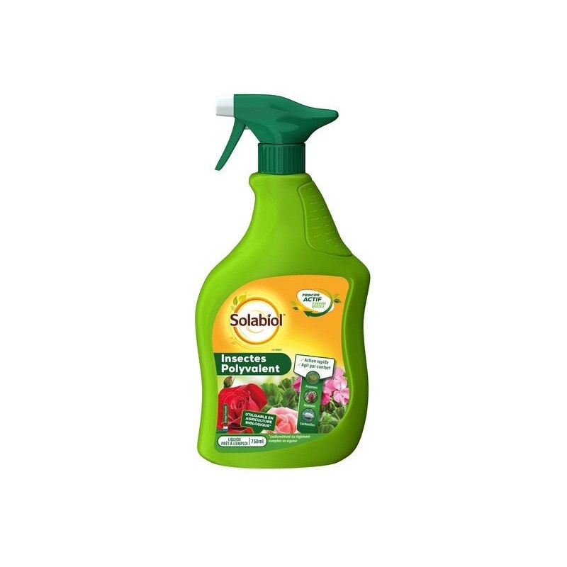 Traitement insectes pucerons SOLABIOL, pour arbres, arbustes, rosiers 750ML