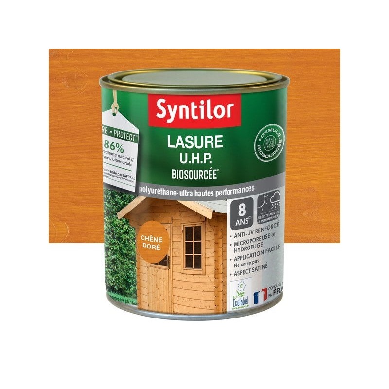 Lasure SYNTILOR U.H.P. biosourcee nature protect 8 ans chêne dore satiné 1 L