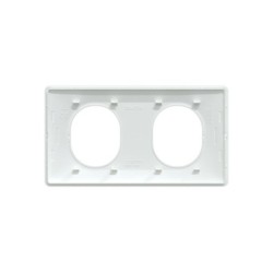 Plaque double Ovalis, SCHNEIDER ELECTRIC, blanc bague effet laiton