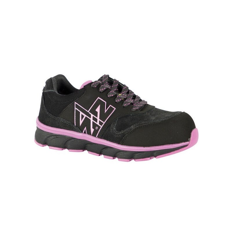 Chaussures de sécurité basses S3 Shelly, NINE WORTHS noir / fushia T36