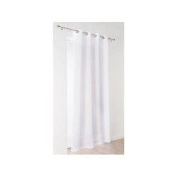 Voilage tamisant Giani, aspect lin blanc, grande largeur l.285 x H.250 cm