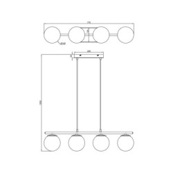 Suspension INSPIRE Callas 4 x E14 l.76 laiton/verre ambre