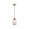 Suspension INSPIRE Dipsy E27 diam.14 cm laiton/verre rose