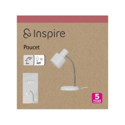 Lampe bureau poucet e27 h30.9 metal blanc/chrome inspire