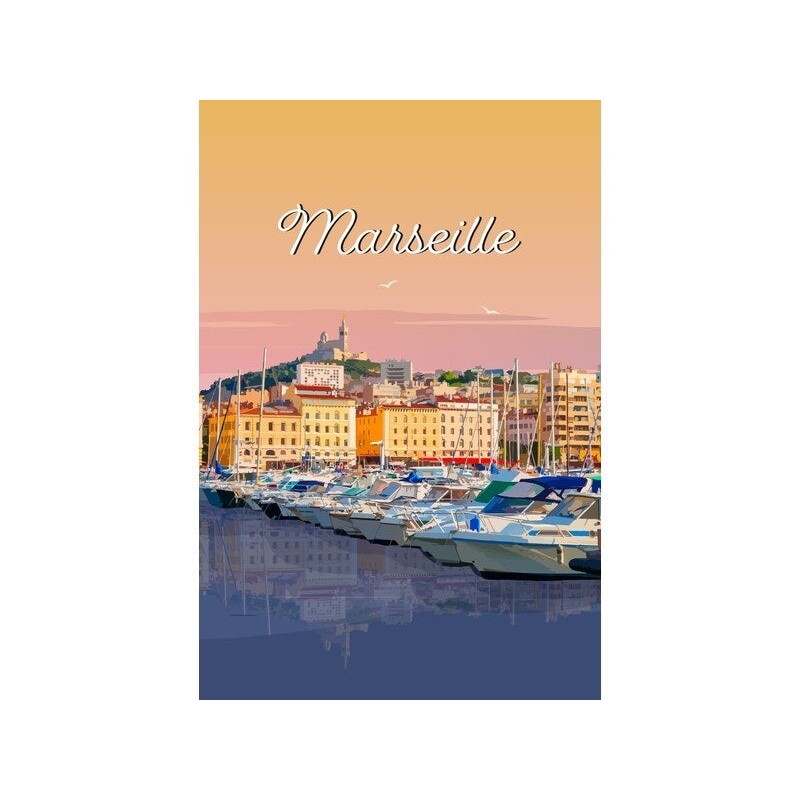 Toile imprimée Port de Marseille, CEANOTHE l.65 x H.45 cm