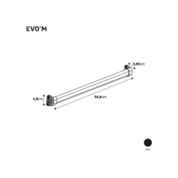 Kit barre de penderie et supports SPACEO Evo'm noir L.56.8 cm