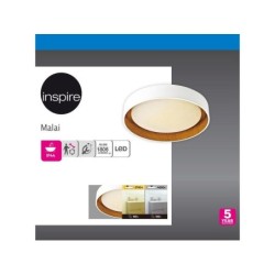 Plafonnier led de salle de bain IP44 Malai, INSPIRE, diam. 30 cm métal blanc