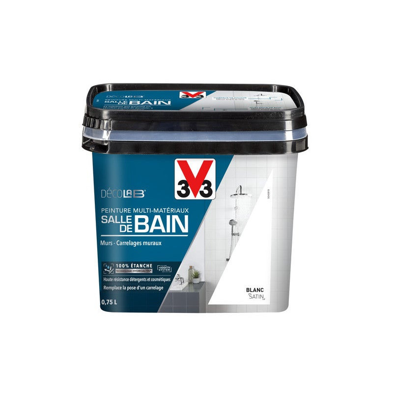 Peinture Salle De Bains Carrelage Et Meuble Décolab® V33 Blanc Satiné 0.75 L