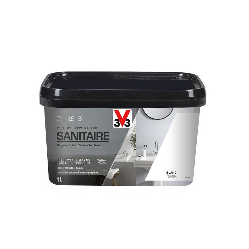 Peinture Salle De Bains Sanitaire Décolab® V33 Blanc Satiné 1 L