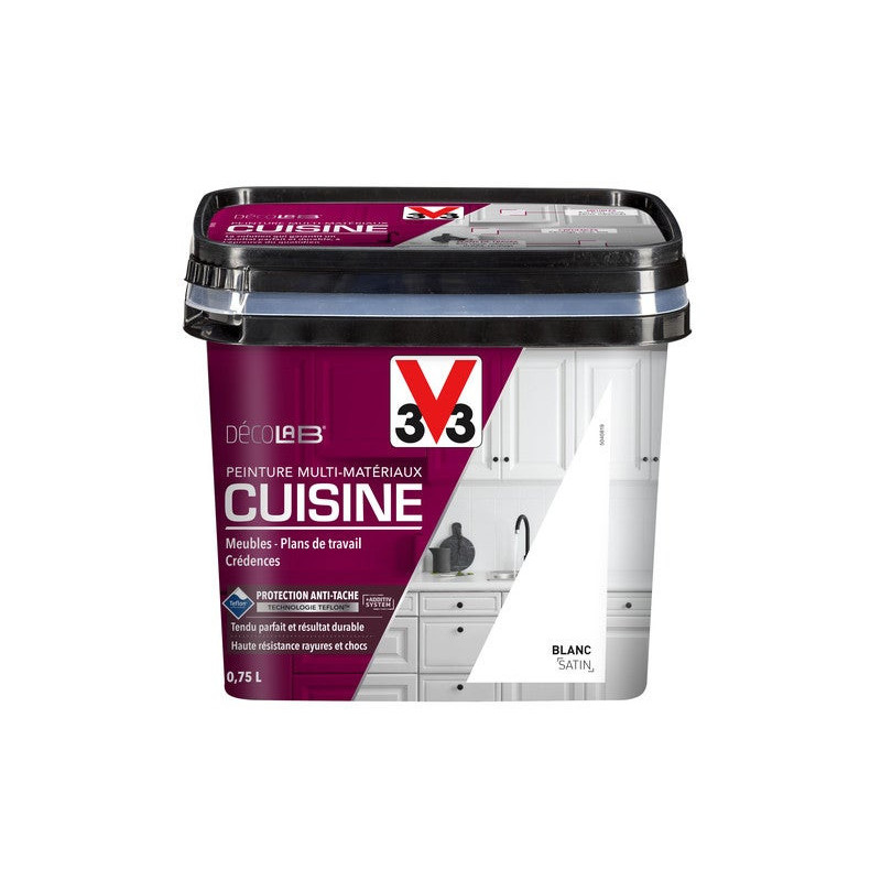 Peinture Cuisine Meuble Et Crédence Décolab® V33 Blanc Satiné 0.75 L