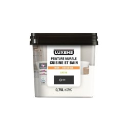 Peinture mur cuisine et bain, LUXENS, noir satin, 0.75 litre