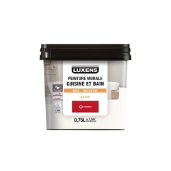 Peinture mur cuisine et bain, LUXENS Crimson 2 satin, 0.75 litre