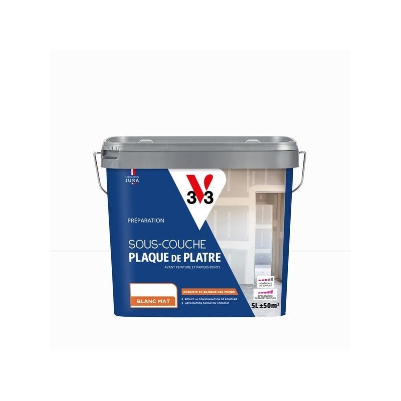 Sous-couche plaque de plâtre, V33, 5 litres