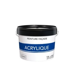 Peinture acrylique extérieure pour façade, 10 L blanc mat