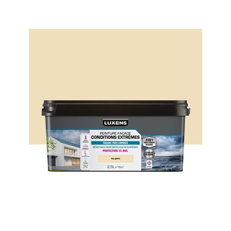 Peinture facade 2en1 LUXENS, ton pierre, 2.5 l