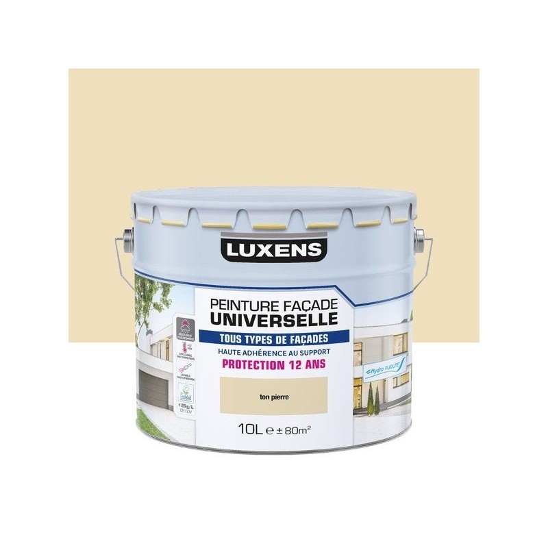 Peinture facade universelle, LUXENS, 10 litres, ton pierre