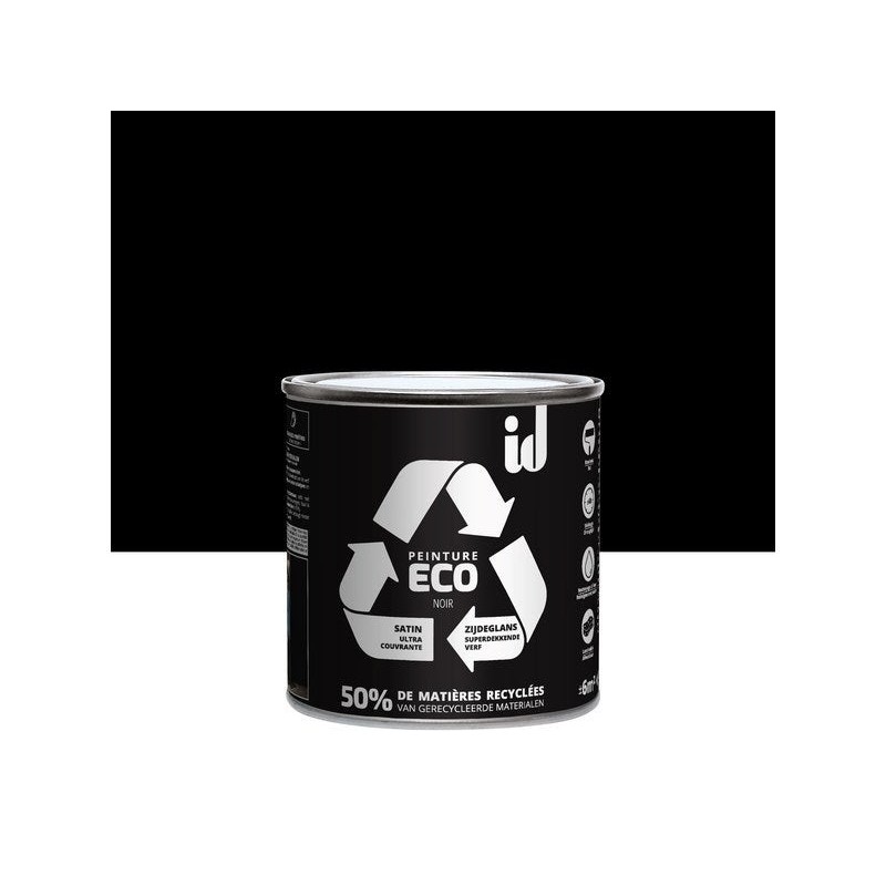 Peinture noir mur / plafond ID Eco satiné 0.5 l