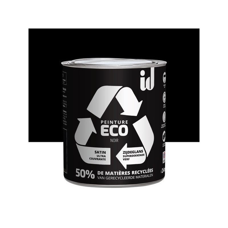 Peinture noir mur / plafond ID Eco satiné 2 l