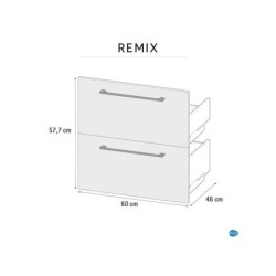 Tiroir, REMIX, l.60 cm x P.46 cm, blanc brillant X2