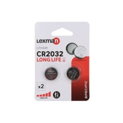 Lot de 2 piles bouton lithium CR2032, LEXMAN